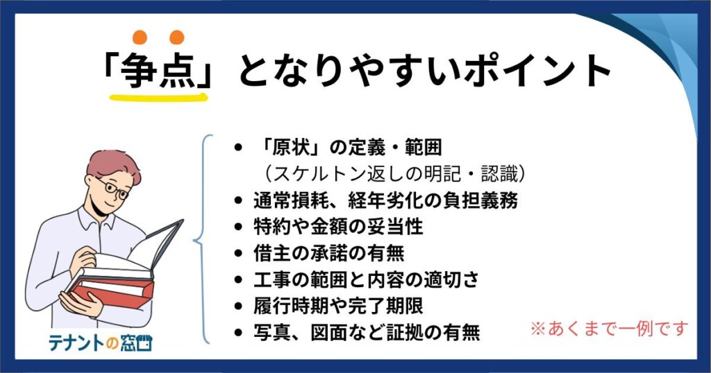 テナントの原状回復で争点となりやすいポイント(オリジナル画像生成)